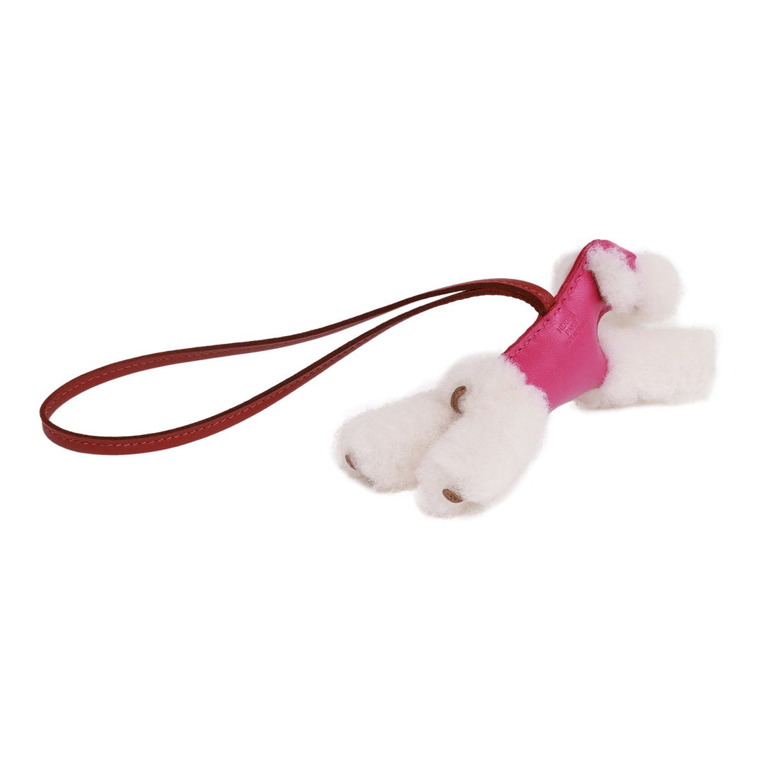 Top quality Hermes Rose Pourpre and Rouge Grenat Lambskin and Shearling Budy Bag Charm