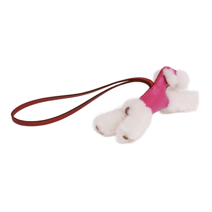 Top quality Hermes Rose Pourpre and Rouge Grenat Lambskin and Shearling Budy Bag Charm