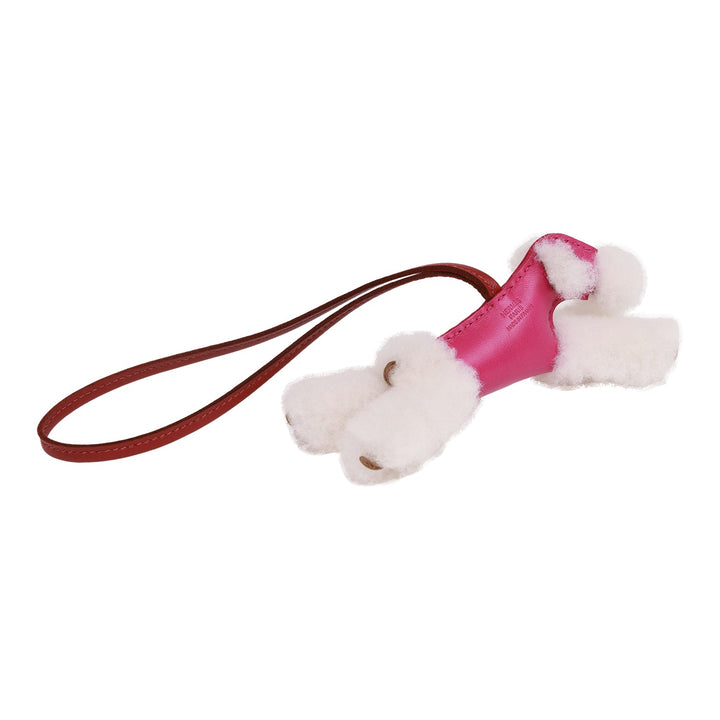 Top quality Hermes Rose Pourpre and Rouge Grenat Lambskin and Shearling Budy Bag Charm