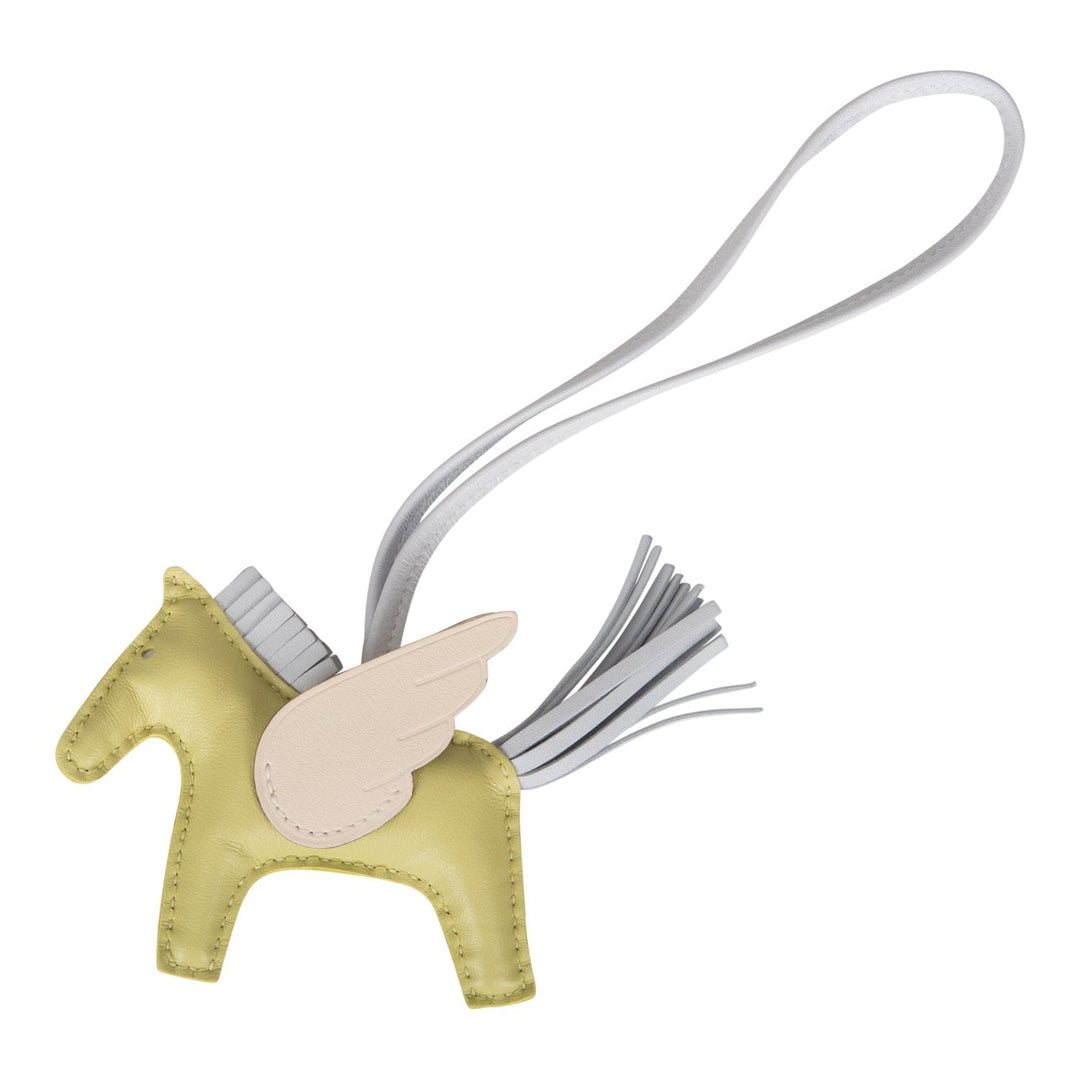 Top quality Hermes Jaune Bourgeon/Bleu Brume/Nata Pegasus Horse Rodeo Bag Charm PM