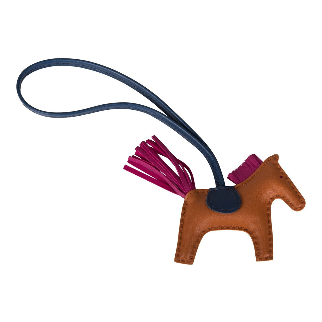 Top quality Hermes Gold/Bleu Nuit/Rose Pourpre Grigri Horse Rodeo Bag Charm PM