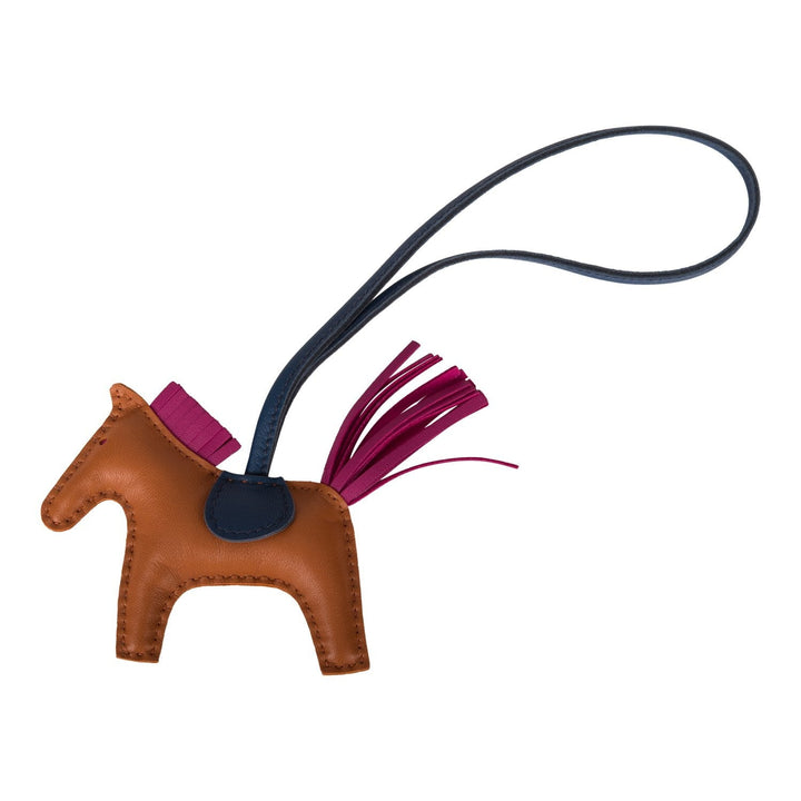 Top quality Hermes Gold/Bleu Nuit/Rose Pourpre Grigri Horse Rodeo Bag Charm PM