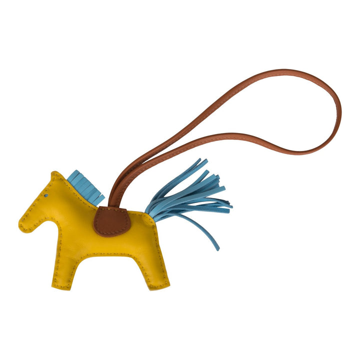 Top quality Hermes Jaune de Naples/Celeste/Gold Grigri Horse Rodeo Bag Charm PM
