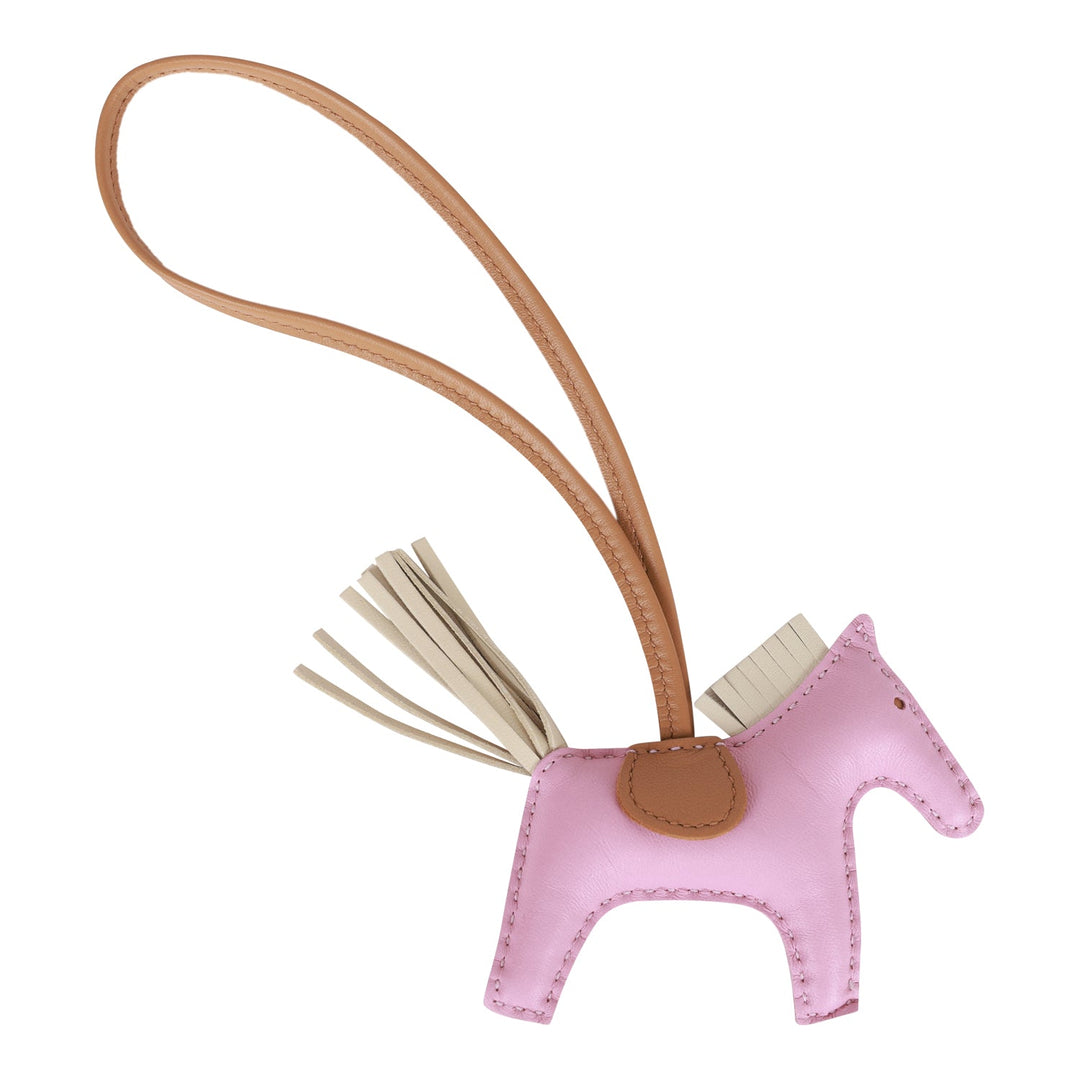 Top quality Hermes Mauve Sylvestre/Chai/Craie Grigri Horse Rodeo Bag Charm