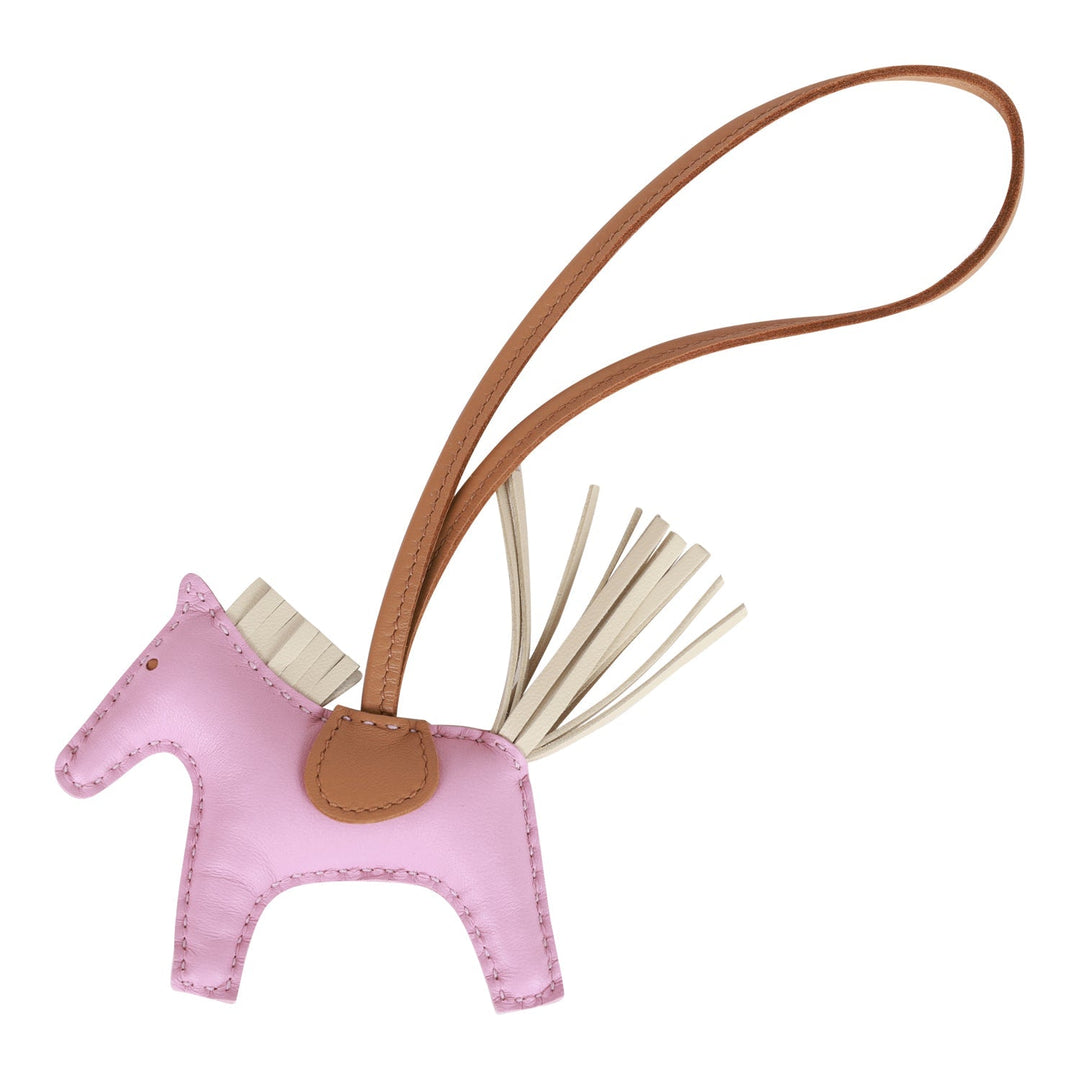 Top quality Hermes Mauve Sylvestre/Chai/Craie Grigri Horse Rodeo Bag Charm