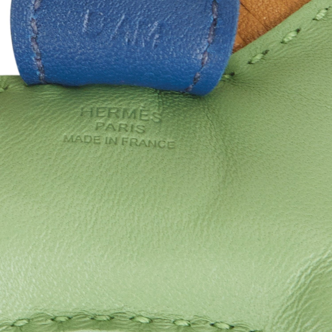 Top quality Hermes Vert Criquet/Sesame/Bleu de Malte Grigri Horse Rodeo Bag Charm PM