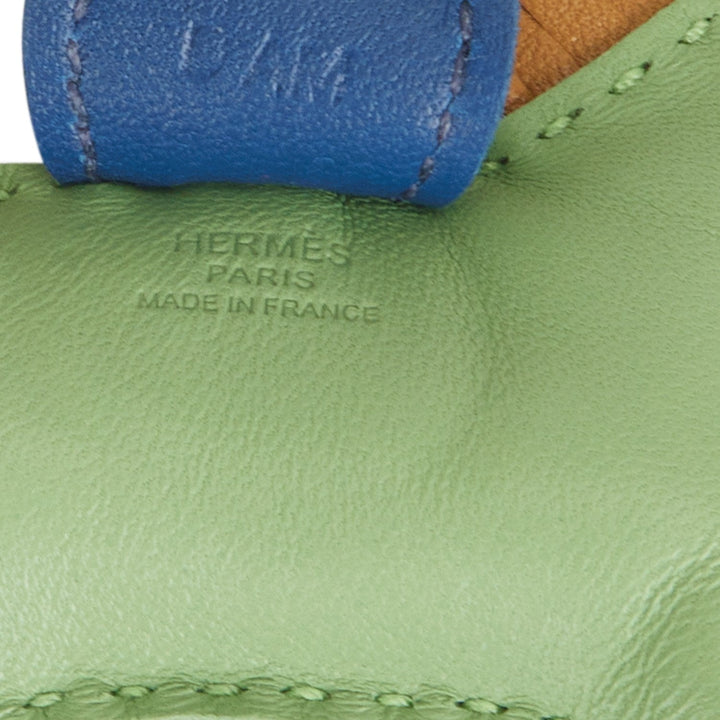 Top quality Hermes Vert Criquet/Sesame/Bleu de Malte Grigri Horse Rodeo Bag Charm PM