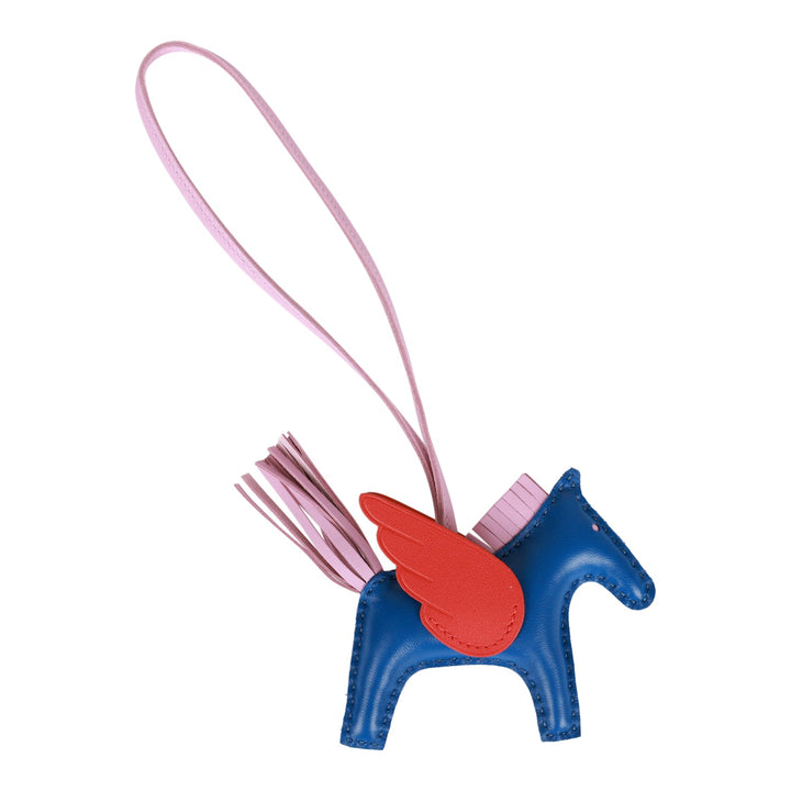 Top quality Hermes Bleu France/Mauve Sylvestre/Capucine Pegasus Horse Rodeo Bag Charm PM