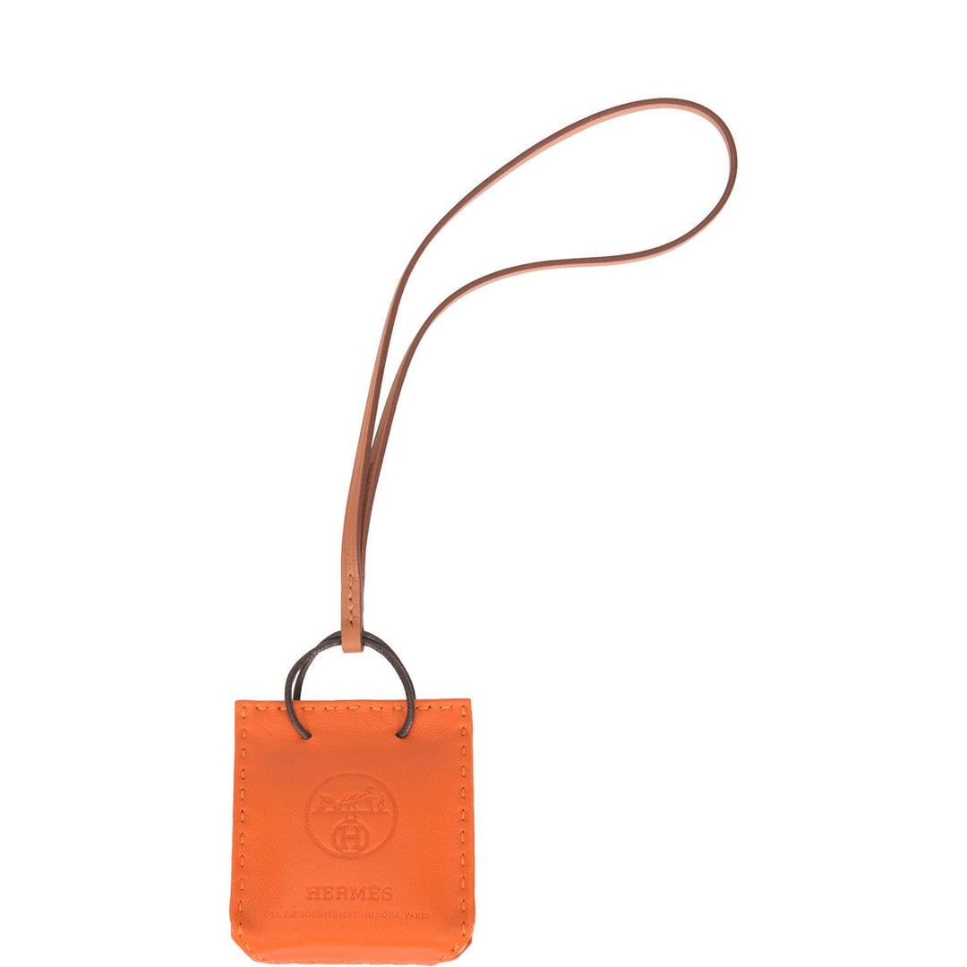 Top quality Hermes Orange Mini Shopping Bag Charm