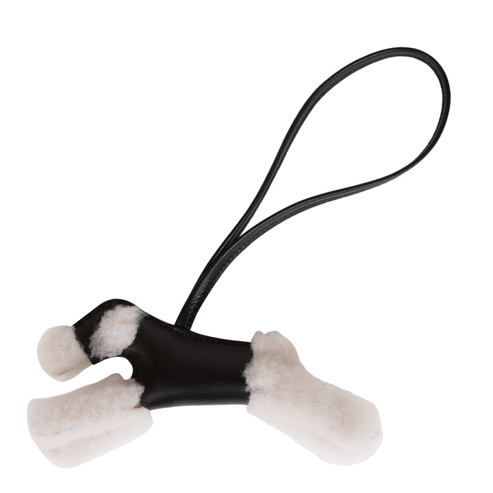 Top quality Hermes Black Lambskin and Shearling Budy Bag Charm