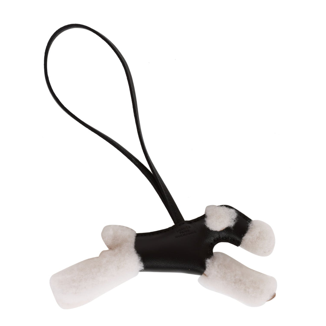 Top quality Hermes Black Lambskin and Shearling Budy Bag Charm