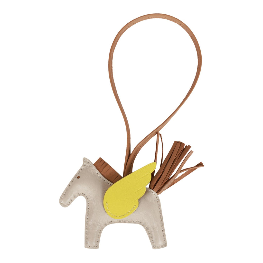 Top quality Hermes Craie/Chai/Lime Agneau Pegasus Horse Rodeo Bag Charm