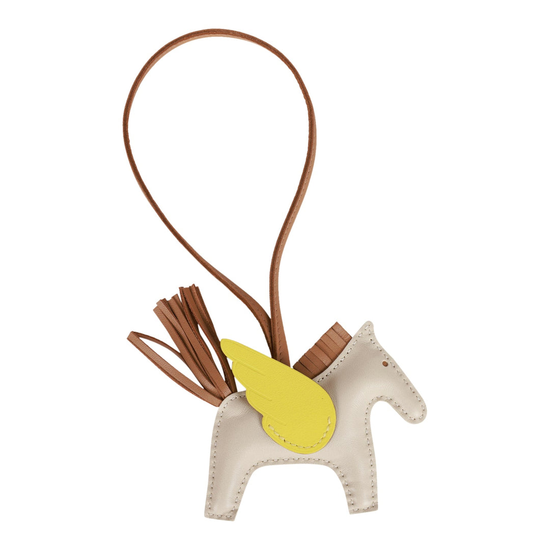 Top quality Hermes Craie/Chai/Lime Agneau Pegasus Horse Rodeo Bag Charm