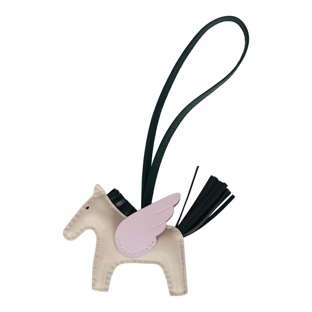 Top quality Hermes Craie/Mauve Pale/Vert Cypress Pegasus Horse Rodeo Bag Charm PM