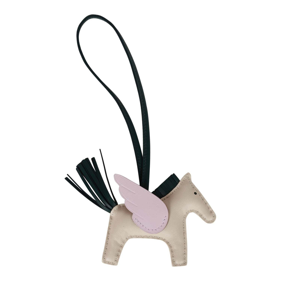 Top quality Hermes Craie/Mauve Pale/Vert Cypress Pegasus Horse Rodeo Bag Charm PM