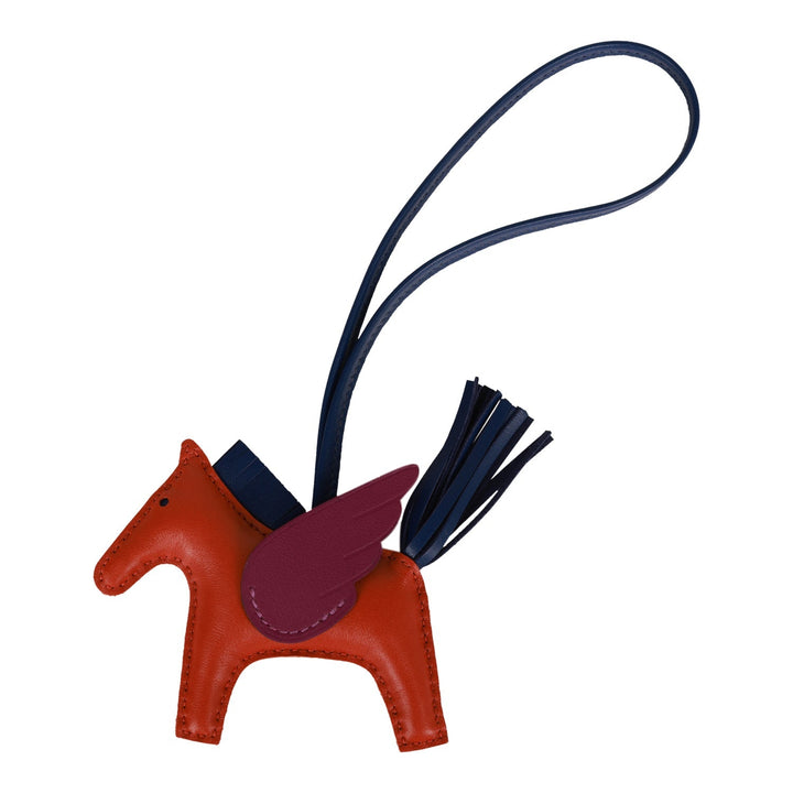 Top quality Hermes Brique, Anemone and Bleu Indigo Pegasus Horse Rodeo Bag Charm PM