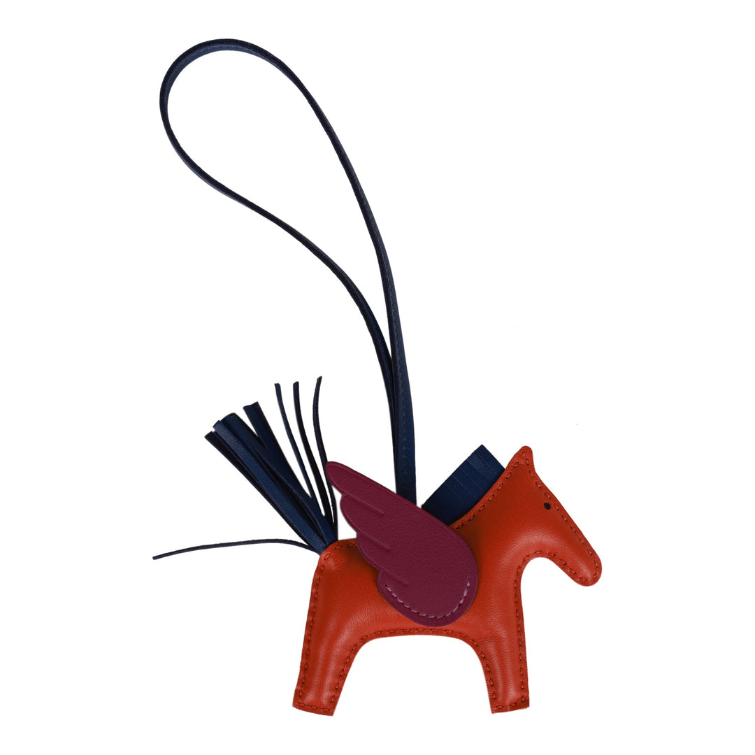 Top quality Hermes Brique, Anemone and Bleu Indigo Pegasus Horse Rodeo Bag Charm PM
