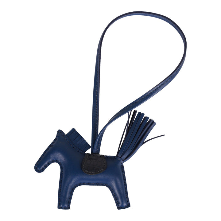 Top quality Hermes Bleu Saphir and Marine Niloticus Matte Alligator Grigri Horse Rodeo Bag