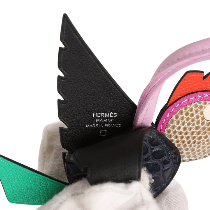 Top quality Hermes Birdy Charm Bleu Marine Matte Alligator and Etoupe Lizard Palladium Hardware