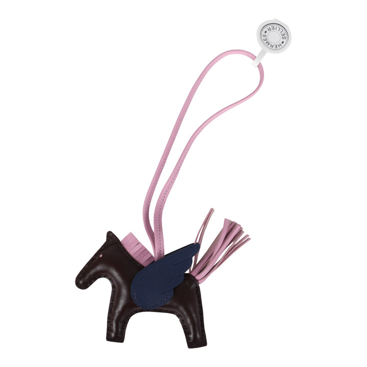 Hermes Pegase Rodeo Bag Charm PM Rouge Sellier, Mauve Sylvestre & BleNewSaphir Milo Lambskin