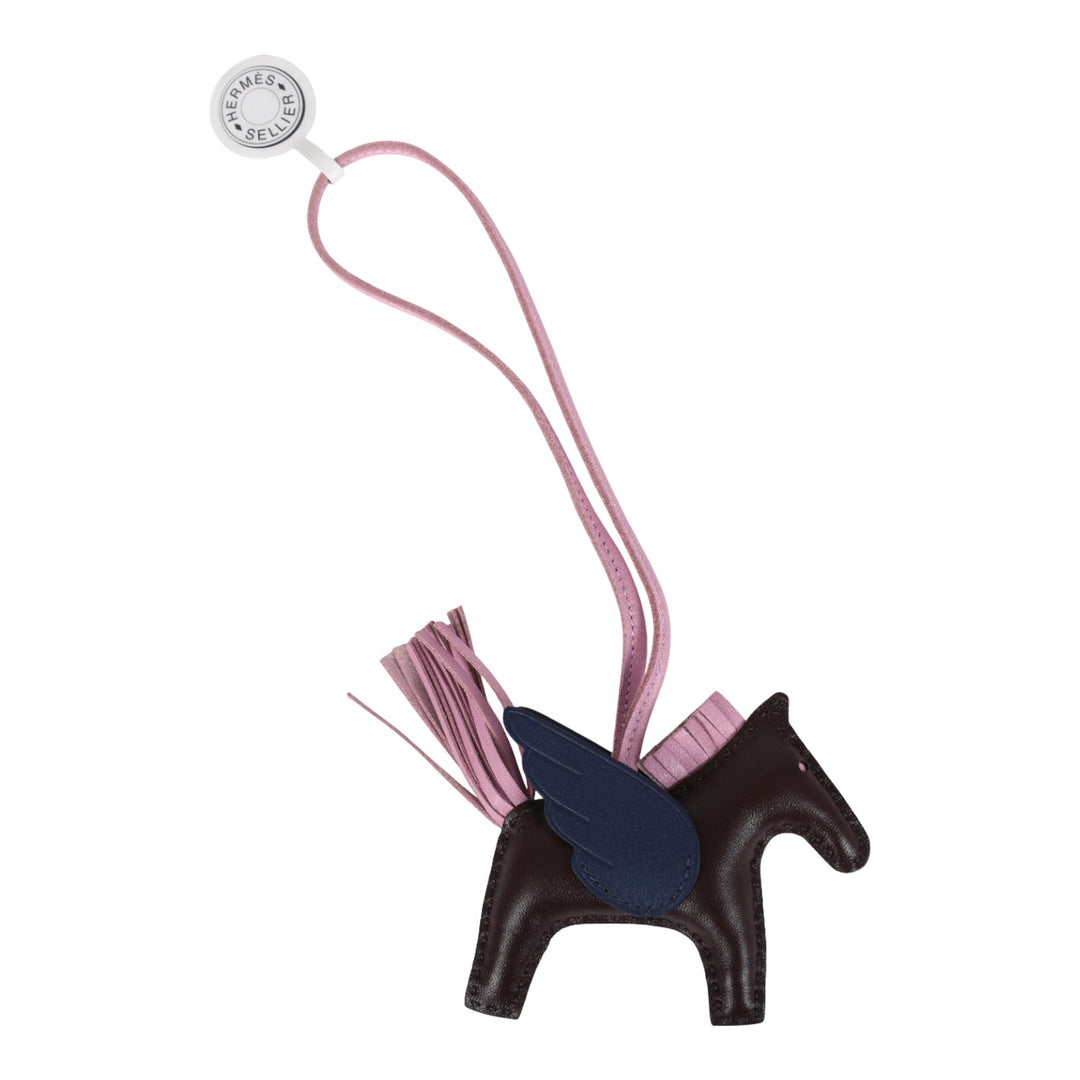 Hermes Pegase Rodeo Bag Charm PM Rouge Sellier, Mauve Sylvestre & BleNewSaphir Milo Lambskin