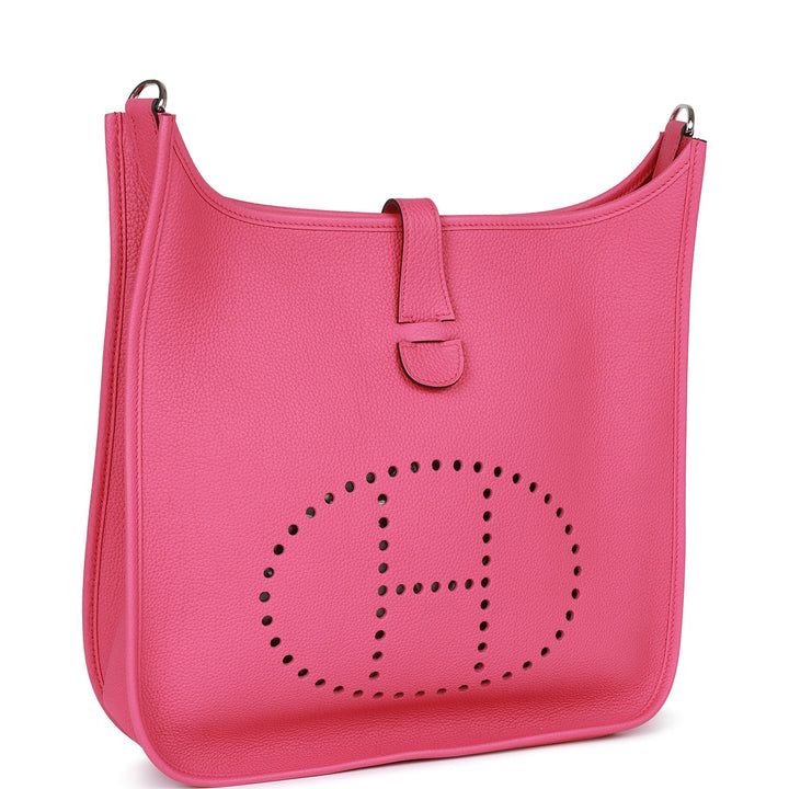 Top quality Hermes Evelyne III GM Rose Shocking Clemence Palladium Hardware