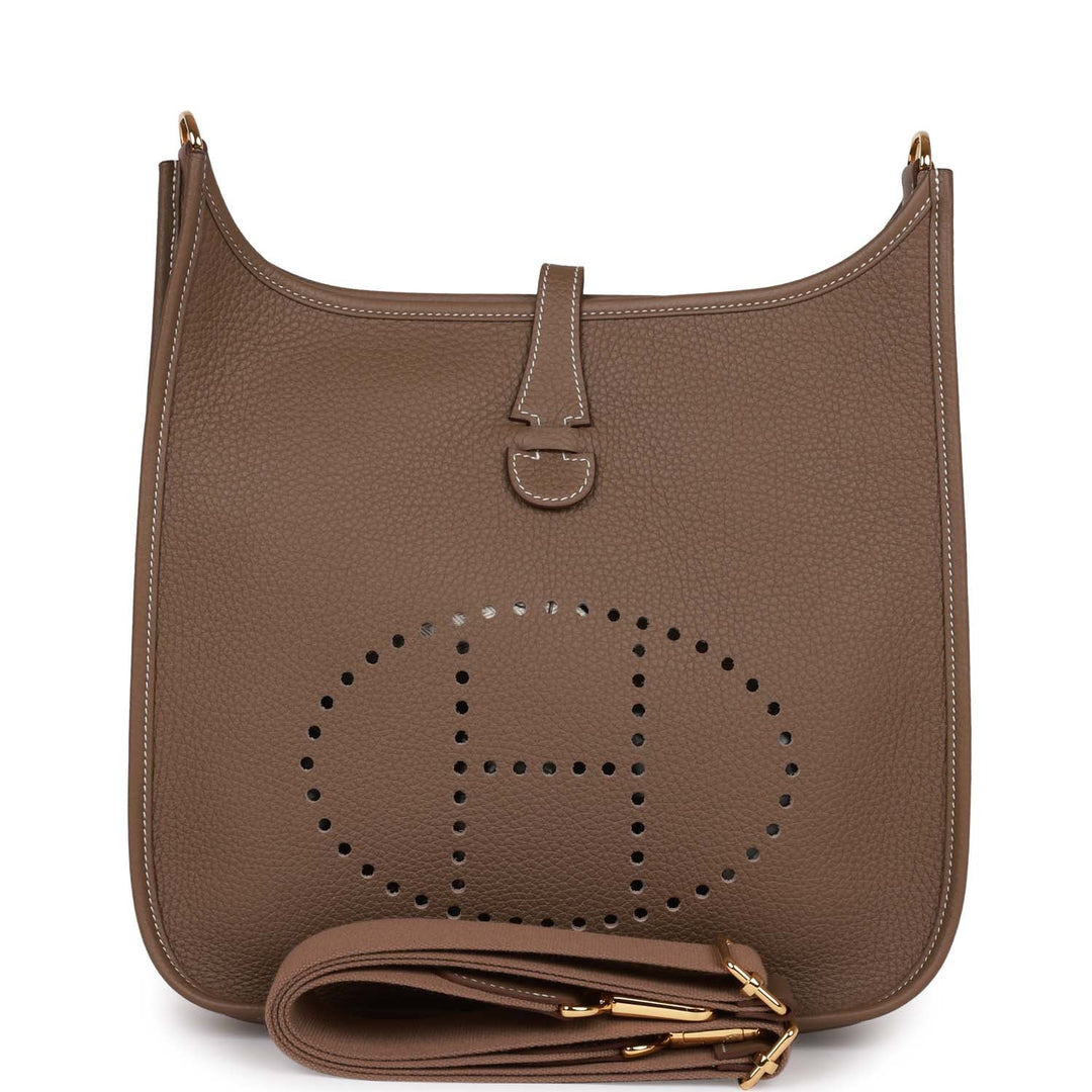 Top quality Hermes Evelyne PM Etoupe Clemence Gold Hardware
