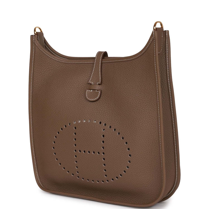 Top quality Hermes Evelyne PM Etoupe Clemence Gold Hardware
