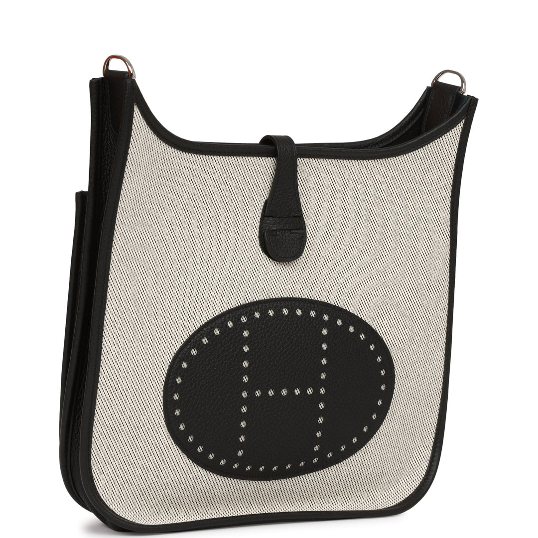 Top quality Hermes Evelyne III PM Black Togo and Toile Palladium Hardware