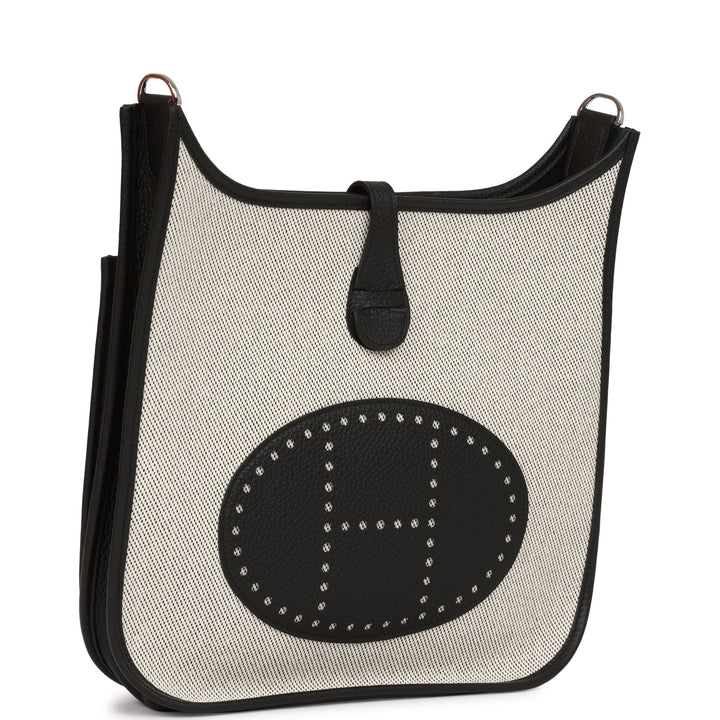 Top quality Hermes Evelyne III PM Black Togo and Toile Palladium Hardware