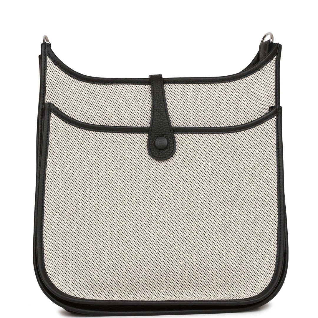 Top quality Hermes Evelyne III PM Black Togo and Toile Palladium Hardware