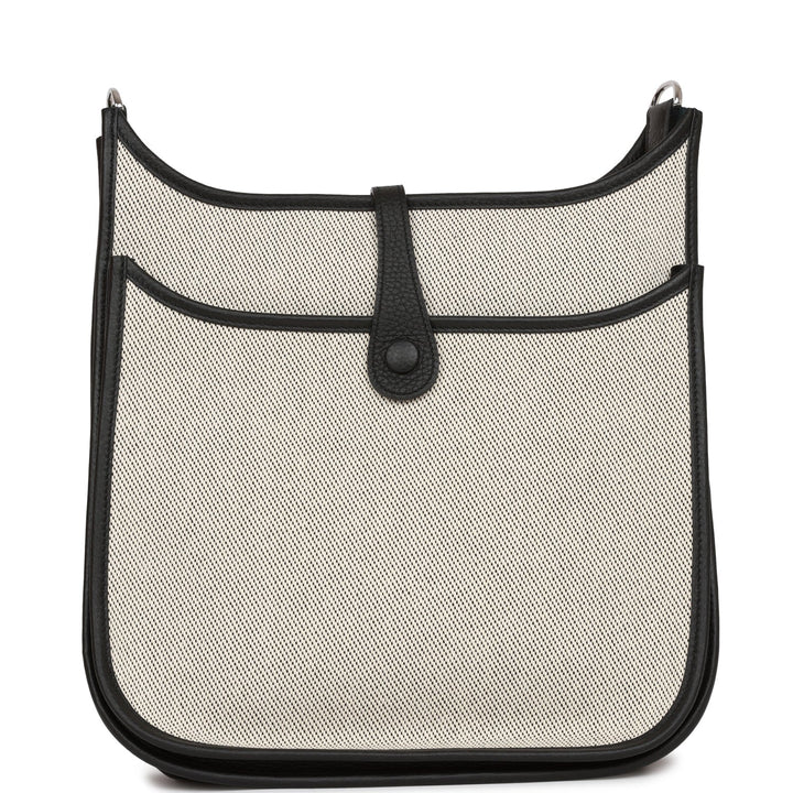 Top quality Hermes Evelyne III PM Black Togo and Toile Palladium Hardware