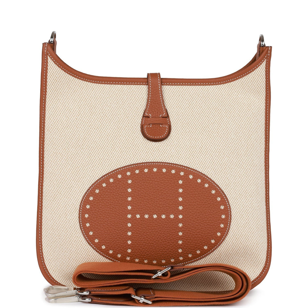 Top quality Hermes Evelyne III PM Gold Clemence and Toile Palladium Hardware