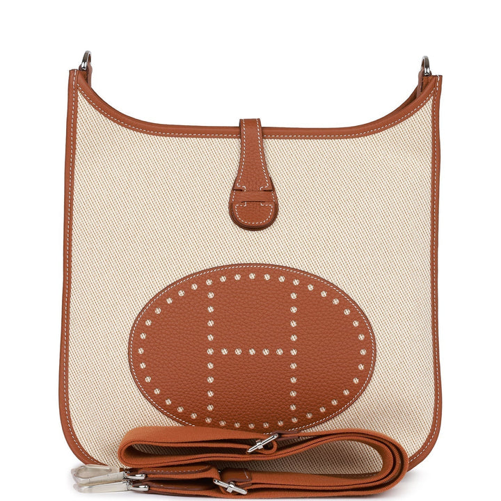 Top quality Hermes Evelyne III PM Gold Clemence and Toile Palladium Hardware
