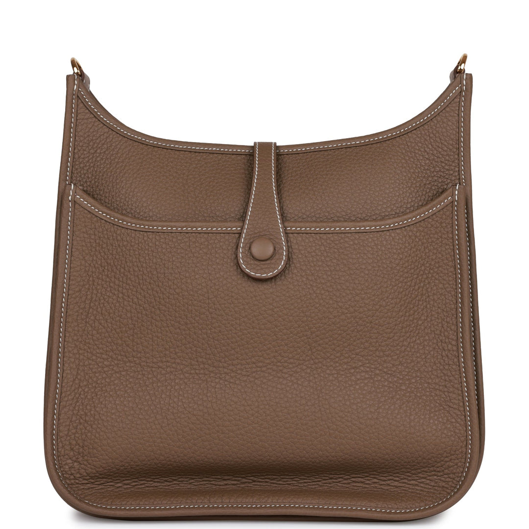 Hermes Evelyne III PM Etoupe Clemence Gold Hardware