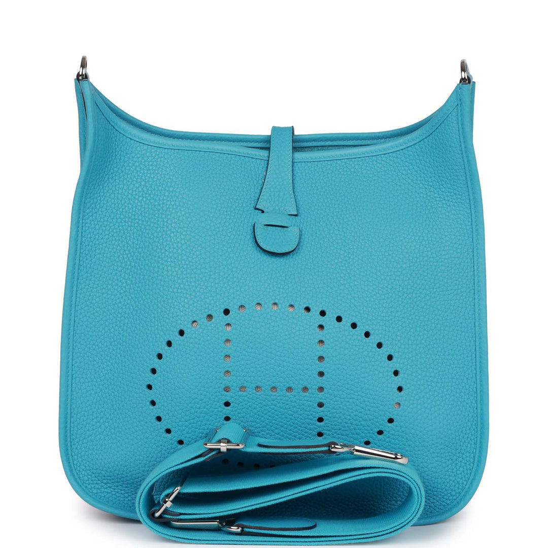 Top quality Hermes Evelyne III PM Bleu du Nord Clemence Palladium Hardware