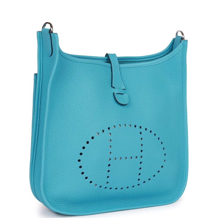 Top quality Hermes Evelyne III PM Bleu du Nord Clemence Palladium Hardware