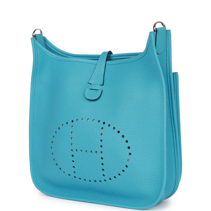Top quality Hermes Evelyne III PM Bleu du Nord Clemence Palladium Hardware