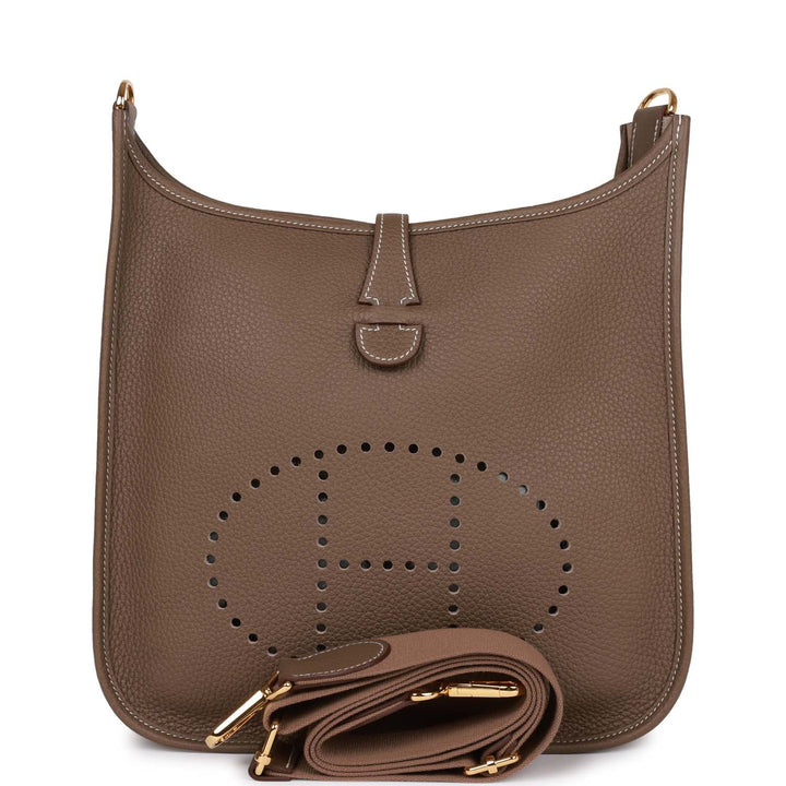 Top quality Hermes Evelyne III PM Etoupe Clemence Gold Hardware