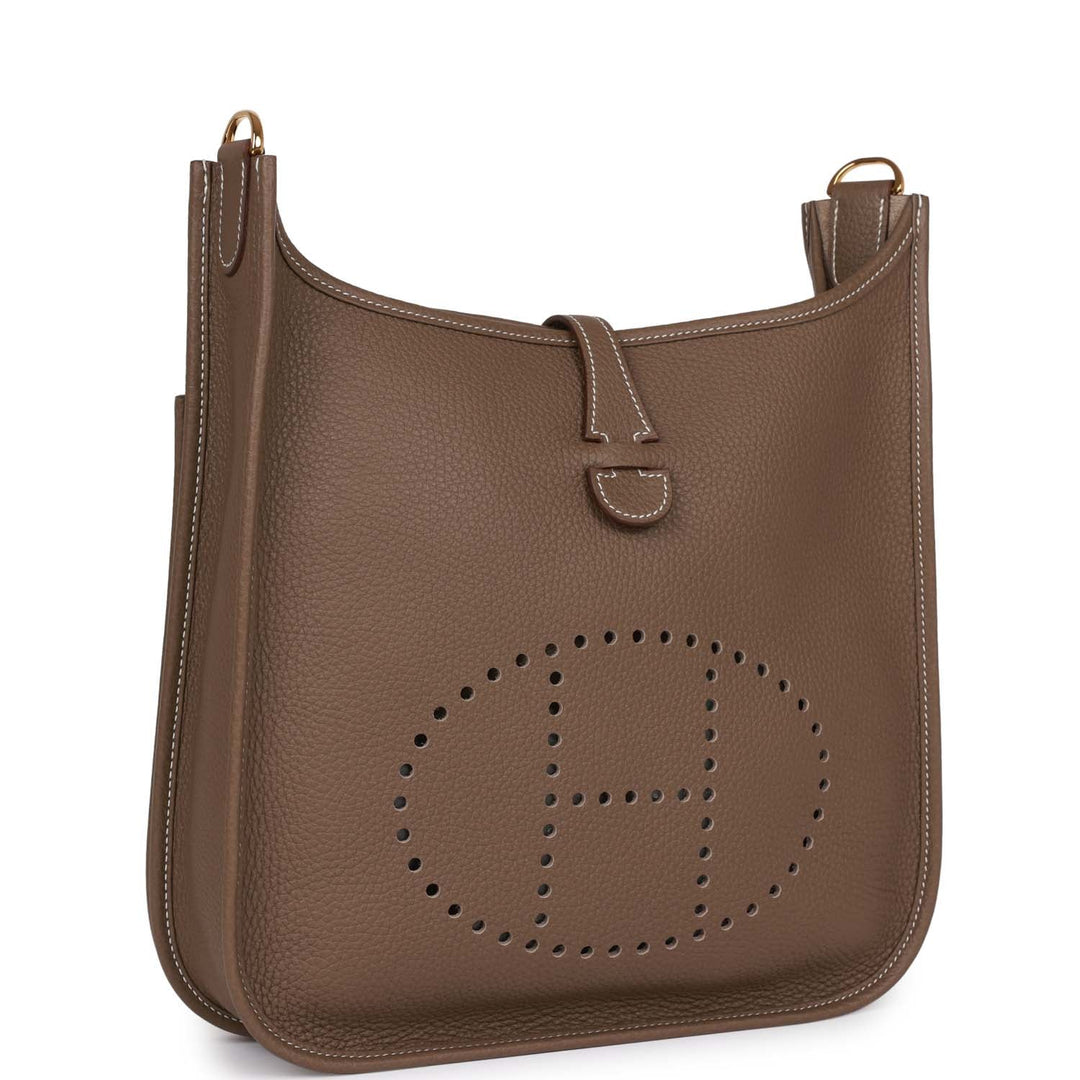Top quality Hermes Evelyne III PM Etoupe Clemence Gold Hardware