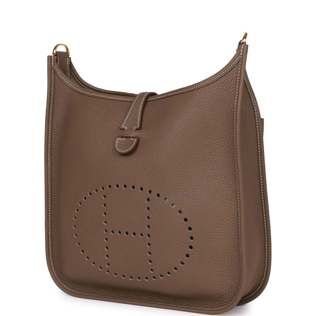 Top quality Hermes Evelyne III PM Etoupe Clemence Gold Hardware
