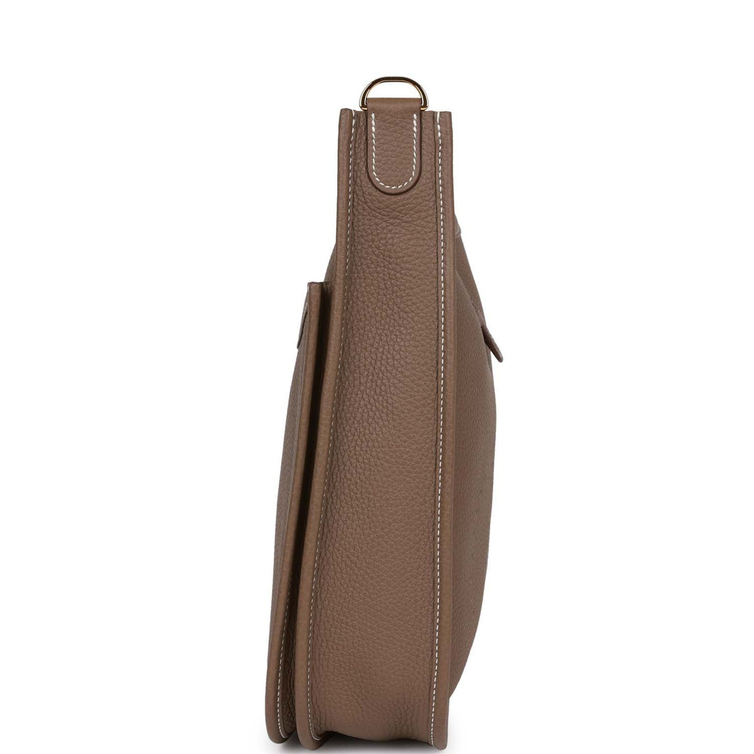 Top quality Hermes Evelyne III PM Etoupe Clemence Gold Hardware