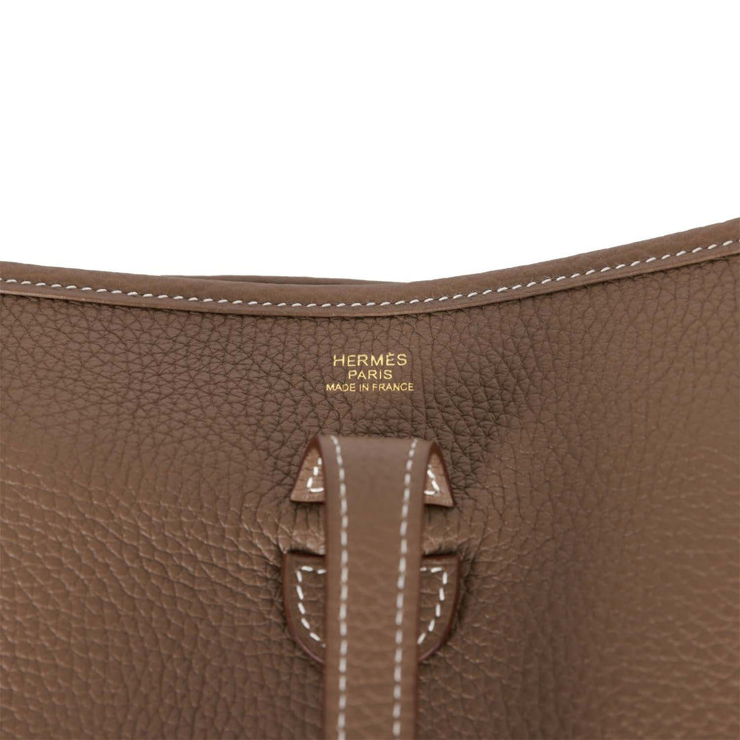 Top quality Hermes Evelyne III PM Etoupe Clemence Gold Hardware