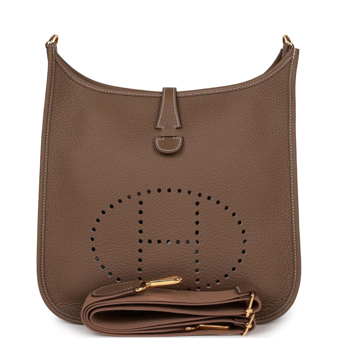 Top quality Hermes Evelyne III PM Etoupe Clemence Gold Hardware