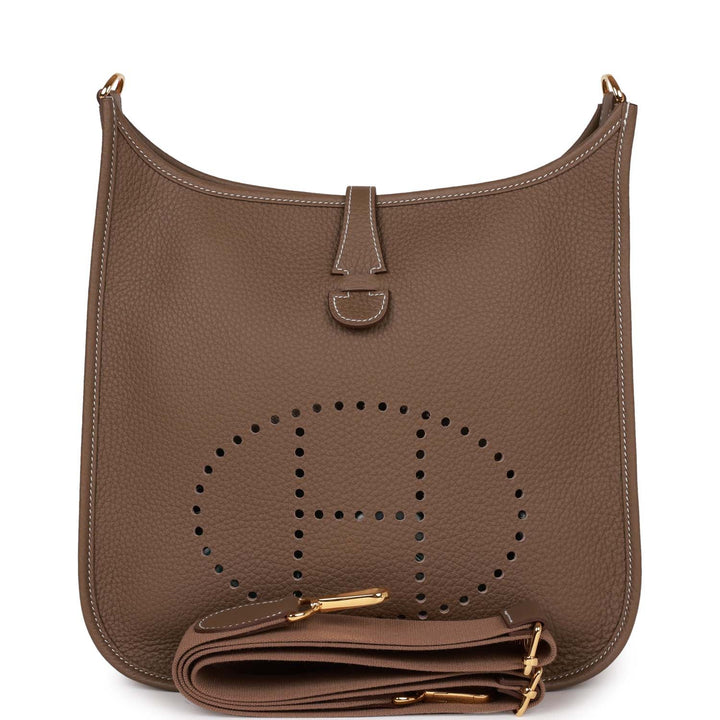 Top quality Hermes Evelyne III PM Etoupe Clemence Gold Hardware