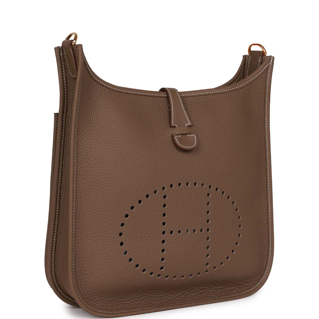 Top quality Hermes Evelyne III PM Etoupe Clemence Gold Hardware
