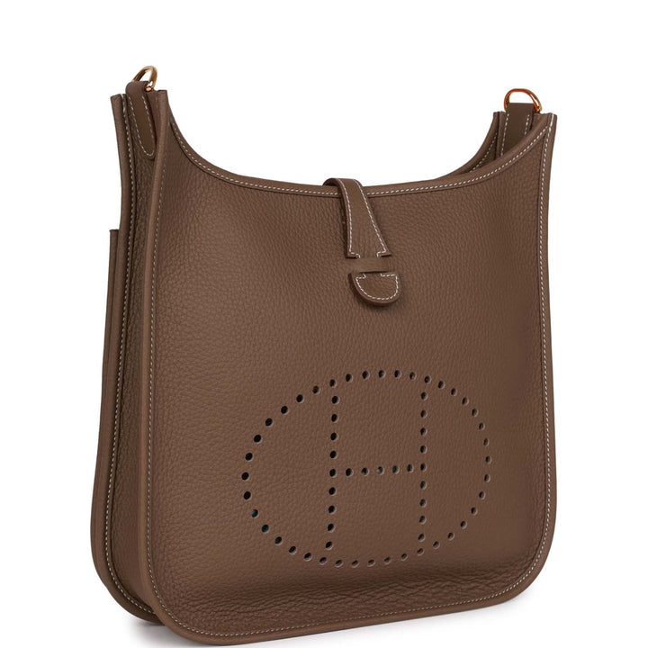 Top quality Hermes Evelyne III PM Etoupe Clemence Gold Hardware