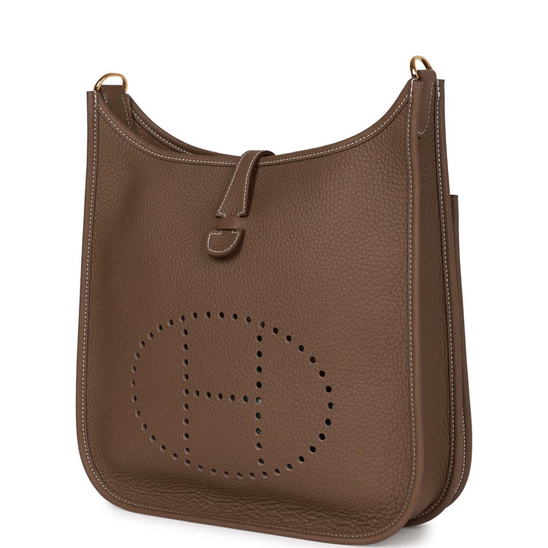 Top quality Hermes Evelyne III PM Etoupe Clemence Gold Hardware