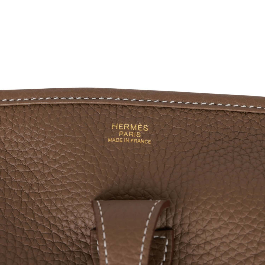 Top quality Hermes Evelyne III PM Etoupe Clemence Gold Hardware