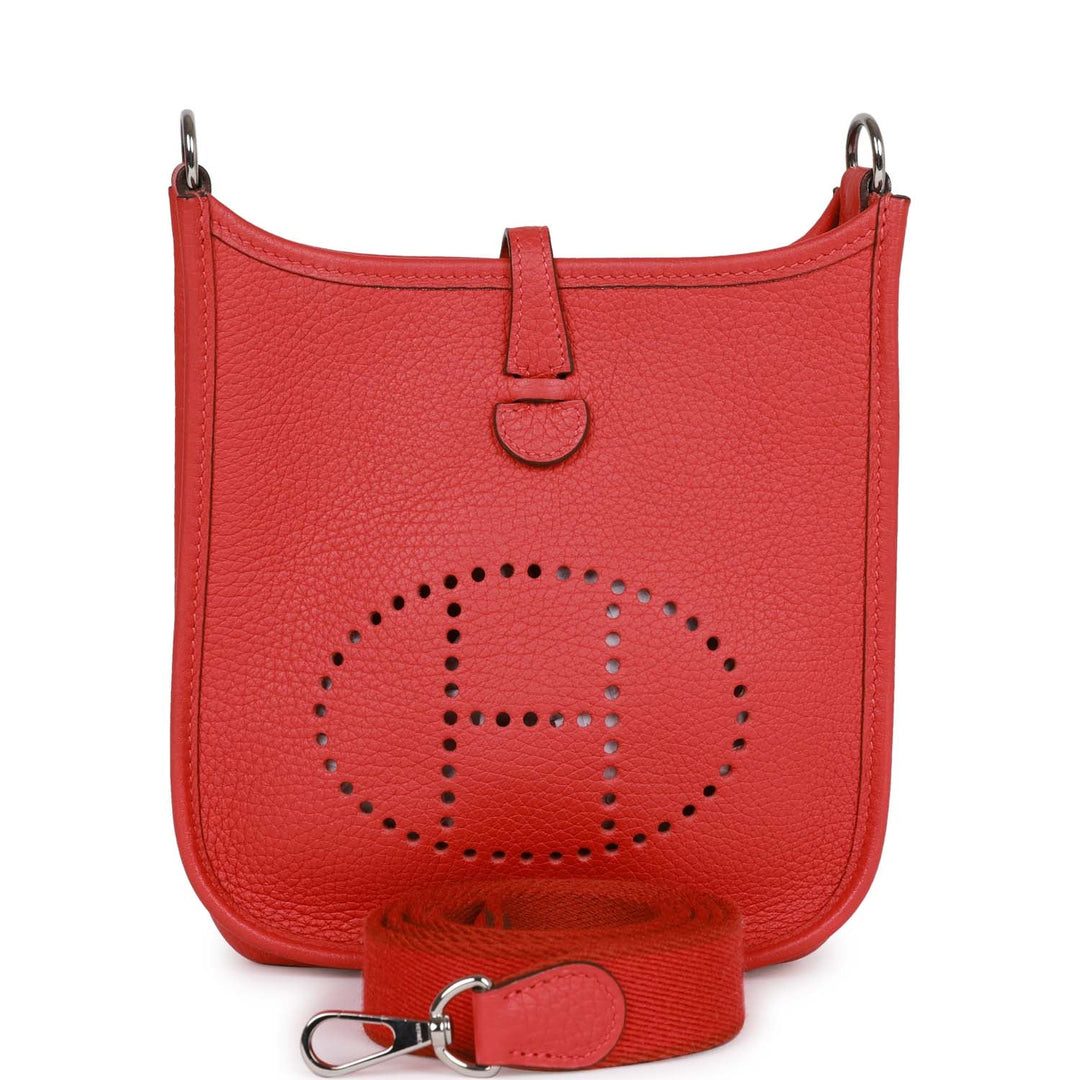 Top quality Hermes Evelyne TPM Rouge Tomate Clemence Palladium Hardware